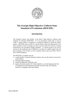 The Georgia HOUSSE - Georgia Department of Education