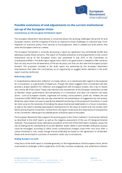 Possible evolutions of and adjustments to the current institutional set