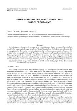 assuMPtions of the JoineD WinG fLYinG MoDeL ProGraMMe