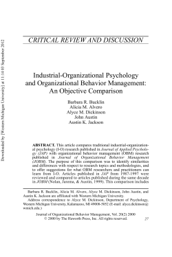 Industrial-Organizational Psychology and Organizational Behavior