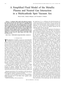 A Simplified Fluid Model of the Metallic Plasma and Neutral Gas