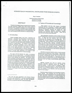 I 1. Introduction 2. Types of Procedural Knowledge