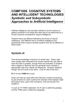 COMP1009 COGNITIVE SYSTEMS AND INTELLIGENT
