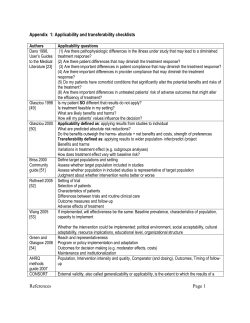 Appendix 1: Applicability and transferability checklists Authors