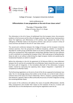 College of Europe &ndash; European University Institute Joint conference