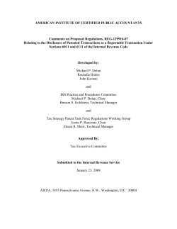 AICPA Comments on Disclosure of Patented Transactions as a