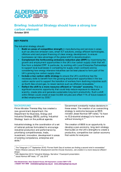 Briefing: Industrial Strategy should have a strong low carbon element