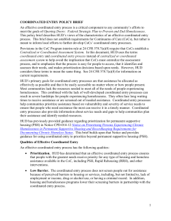 Coordinated Entry Policy Brief