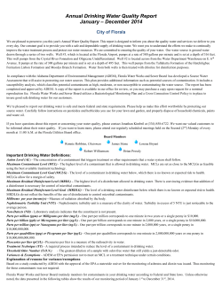 Annual Drinking Water Quality Report January – December 2014