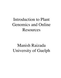 Introduction to Plant Genomics and Online Resources Manish