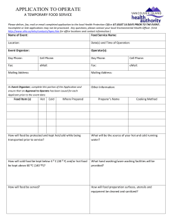 Application to Operate a Temporary Food Service