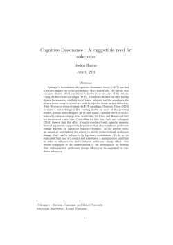 Cognitive Dissonance : A suggestible need for coherence