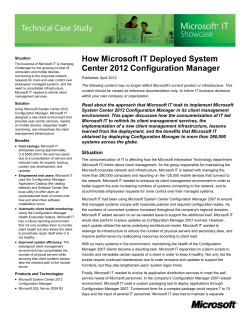 How Microsoft IT Deployed System Center 2012