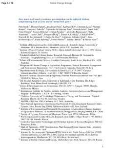 How much land based greenhouse gas mitigation can be achieved