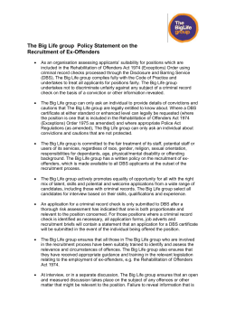 Our Policy on Recruitment of Ex Offenders