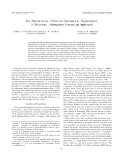 The Interpersonal Effects of Emotions in