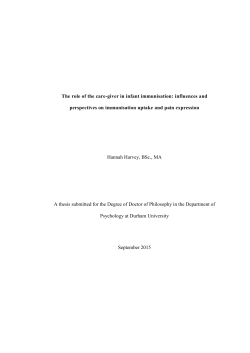 4. Infant pain and immunisation uptake - Durham e