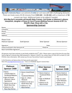 Sponsorship Contract Platinum Sponsor: $400 Gold Sponsor: $300
