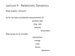 Lecture 9 - Relativistic Dynamics