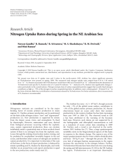 Nitrogen Uptake Rates during Spring in the NE Arabian Sea