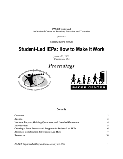Student-Led IEPs: How to Make it Work Proceedings