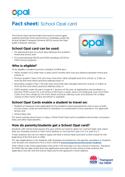School Opal Card Fact Sheet