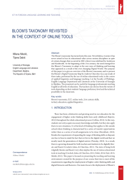 bloom`s taxonomy revisited in the context of online tools