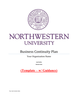Business Continuity Plan - Northwestern University