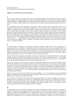 John Maynard Keynes The General Theory of Employment