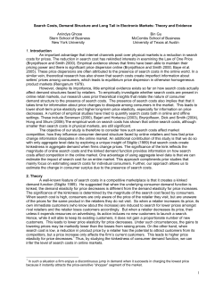 Search Costs, Demand Structure and Long Tail in Electronic Markets