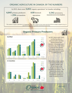 ORGANIC AGRICULTURE IN CANADA