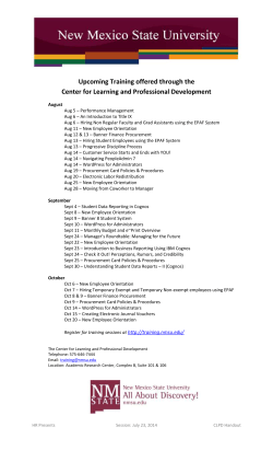 Upcoming Training offered through the Center for Learning and