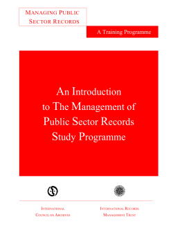 An Introduction to The Management of Public Sector Records Study