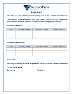 Switch Kit - Diamond Bank