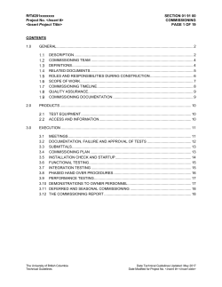 Section 01 91 00 Commissioning - UBC Technical Guidelines