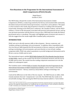 First Reactions to the Programme for the International