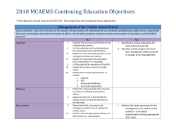 2010 MCAEMS Continuing Education Objectives 2010 MCAEMS