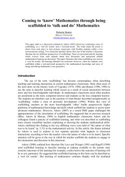 Coming to `know` Mathematics through being scaffolded to `talk and