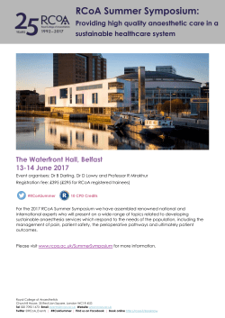 RCoA Summer Symposium programme June 2017