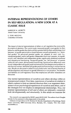 INTERNAL REPRESENTATIONS OF OTHERS IN SELF