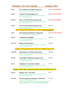 Chemistry 211 Lab Calendar