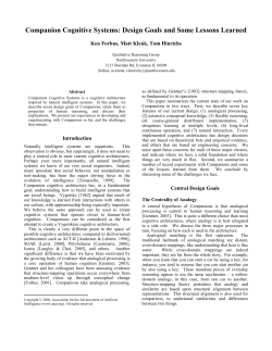 Companion Cognitive Systems