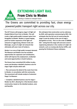 EXTENDING LIGHT RAIL From Civic to Woden