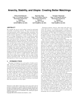 Anarchy, Stability, and Utopia: Creating Better Matchings