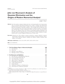 John von Neumann`s Analysis of Gaussian Elimination and the