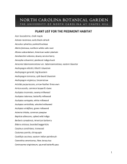 PLANT LIST FOR THE PIEDMONT HABITAT