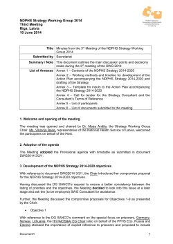 NDPHS Strategy Working Group 2014 Third Meeting Riga, Latvia 10