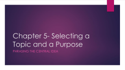 Chapter 5- Selecting a Topic and a Purpose