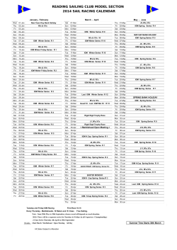 reading sailing club model section 2014 sail racing calendar