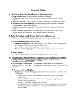 Chapter 7 Outline I. Studying Cognitive Development: Six